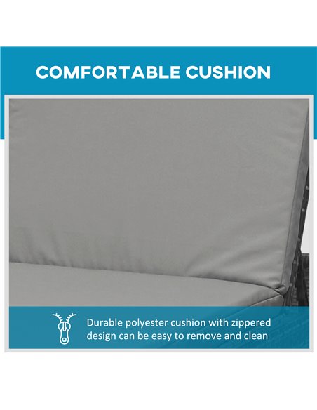Outsunny PE Rattan Sun Loungers set of 2 with Cushion, 4-Level Recliner Backrest, Armrest, Grey - pic 23671 | FastDaddyshop