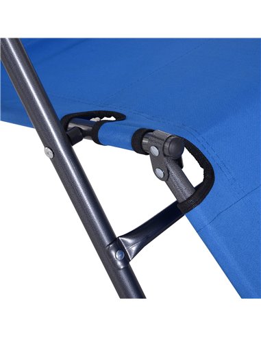 Outsunny 2 Pieces Foldable Sun Loungers with Adjustable Back, Outdoor Reclining Garden Chairs with Pillow and Armrests, Blue