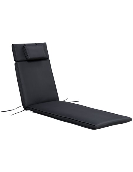 Outsunny Garden Sun Lounger Cushion Replacement with Pillow, Black - pic 23685 | FastDaddyshop