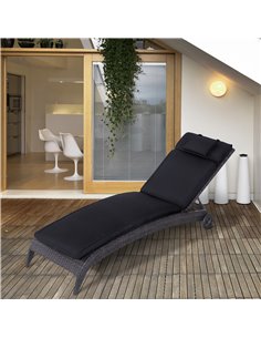 Outsunny Garden Sun Lounger Cushion Replacement with Pillow, Black 2