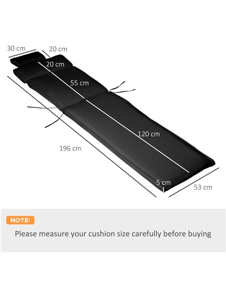 Outsunny Garden Sun Lounger Cushion Replacement with Pillow, Black - pic 23687 | FastDaddyshop