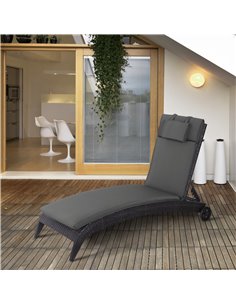 Outsunny Garden Sun Lounger Cushion Replacement with Pillow, Grey 2