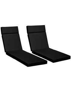 Outsunny Set of 2 Sun Lounger Cushions, Replacement Cushions, Black