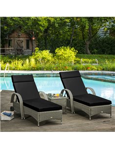 Outsunny Set of 2 Sun Lounger Cushions, Replacement Cushions, Black 2