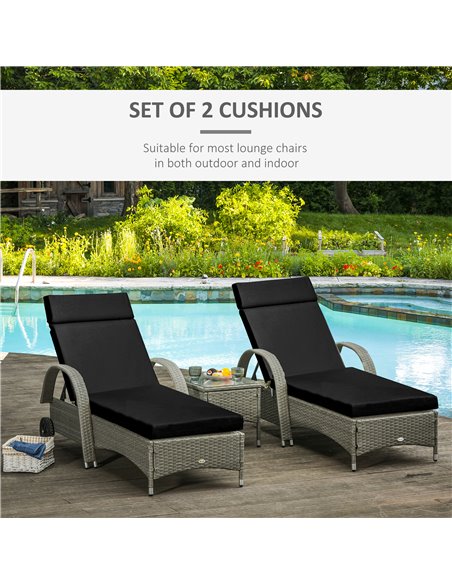 Outsunny Set of 2 Sun Lounger Cushions, Replacement Cushions, Black - pic 23706 | FastDaddyshop