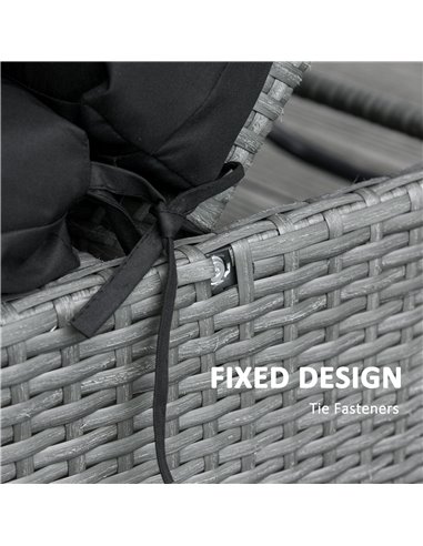 Outsunny Set of 2 Sun Lounger Cushions, Replacement Cushions for Rattan Furniture with Ties, 196 x 55 cm, Black