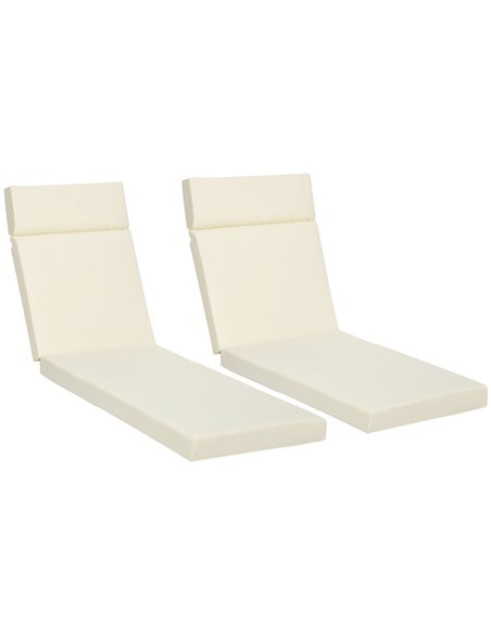Outsunny Set of 2 Sun Lounger Cushions, Replacement Cushions, Cream White - pic 23712 | FastDaddyshop
