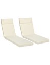 Outsunny Set of 2 Sun Lounger Cushions, Replacement Cushions, Cream White
