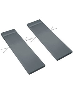 Outsunny Set of 2 Sun Lounger Cushions, Replacement Cushions, Dark Grey