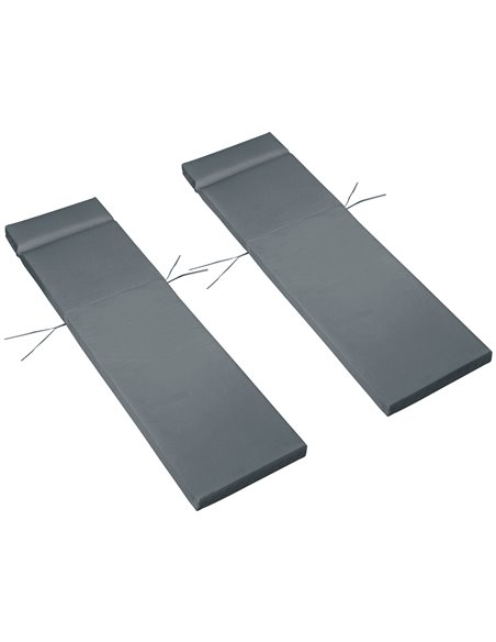 Outsunny Set of 2 Sun Lounger Cushions, Replacement Cushions, Dark Grey - pic 23721 | FastDaddyshop