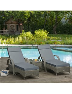 Outsunny Set of 2 Sun Lounger Cushions, Replacement Cushions, Dark Grey 2