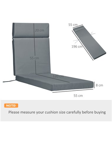 Outsunny Set of 2 Sun Lounger Cushions, Replacement Cushions, Dark Grey