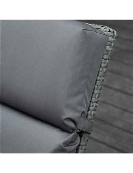 Outsunny Set of 2 Sun Lounger Cushions, Replacement Cushions for Rattan Furniture with Ties, 196 x 55 cm, Dark Grey - pic 23728 | FastDaddyshop