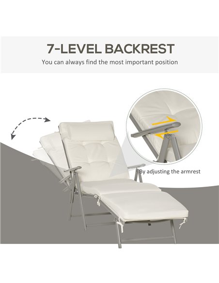 Outsunny Outdoor Patio Sun Lounger with Cushion, Cream White - pic 23733 | FastDaddyshop