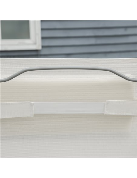 Outsunny Outdoor Patio Sun Lounger Garden Texteline Foldable Reclining Chair Pillow Adjustable Recliner with Cushion - Cream Whi - pic 23737 | FastDaddyshop