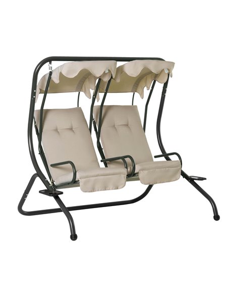 Outsunny 2-Seater Swing Chair with 2 Separate Chairs, Cushions, Beige - pic 23739 | FastDaddyshop