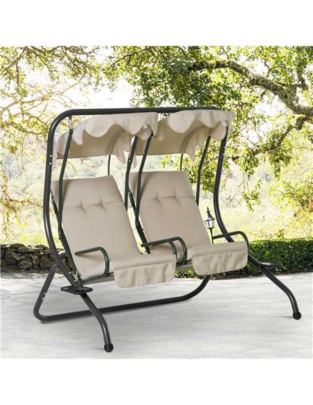 Outsunny 2-Seater Swing Chair with 2 Separate Chairs, Cushions, Beige - pic 23740 | FastDaddyshop