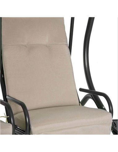Outsunny 2-Seater Swing Chair Modern Relax Chair w/ 2 Separate Chairs, Cushions and Removable Shade Canopy, Beige