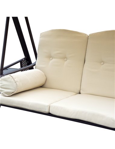 Outsunny Steel Swing Chair Hammock Garden 3 Seater Canopy Cushion Shelter Outdoor Bench Beige