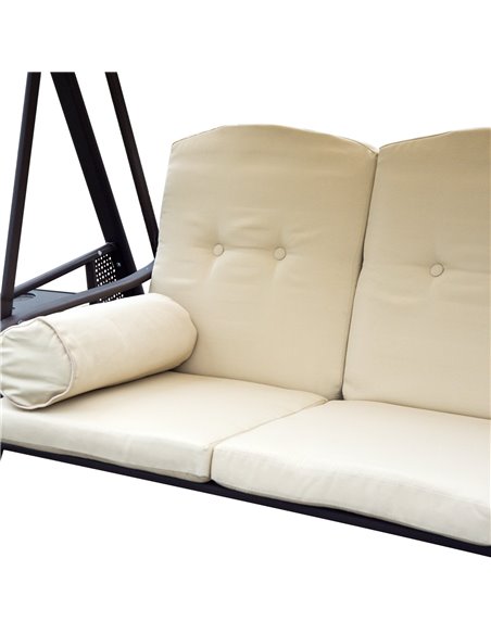 Outsunny Steel Swing Chair Hammock Garden 3 Seater Canopy Cushion Shelter Outdoor Bench Beige - pic 23756 | FastDaddyshop