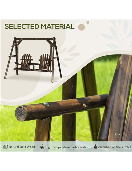 Outsunny Outdoor  2 Seater Larch Wood Wooden Garden Porch Swing Chair 2 Single Seats Hammock Bench Lounger with Middle Table - pic 23771 | FastDaddyshop
