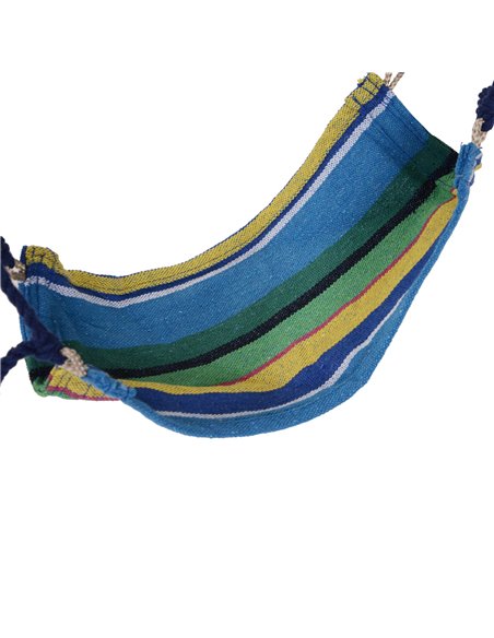 Outsunny Outdoor Hammock Hanging Rope Garden Yard Patio Swing Chair Seat Woodenwith Footrest Cotton Cloth Blue Stripe - pic 23782 | FastDaddyshop