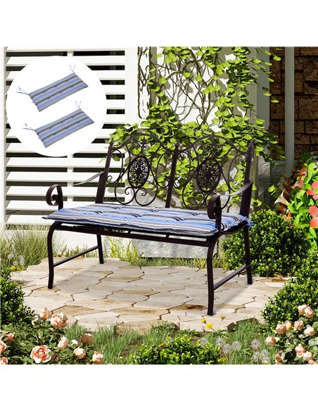 Outsunny Set of 2 Outdoor Garden 2-3 Seater Swing Chair Cushion Replacement, Blue Stripes - pic 23812 | FastDaddyshop