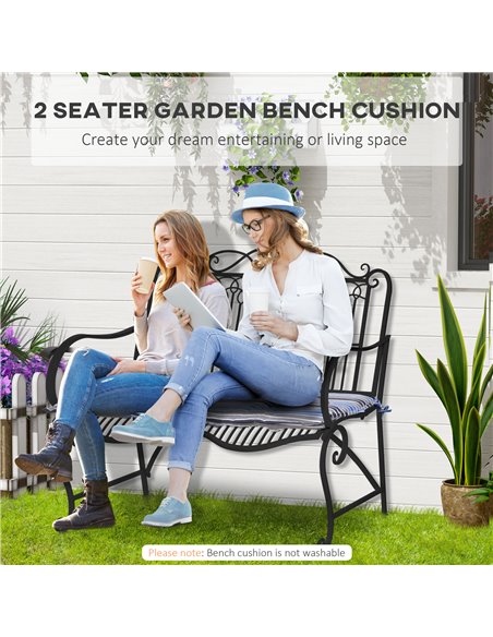 Outsunny Set of 2 Outdoor Garden 2-3 Seater Swing Chair Cushion Replacement, Blue Stripes - pic 23814 | FastDaddyshop