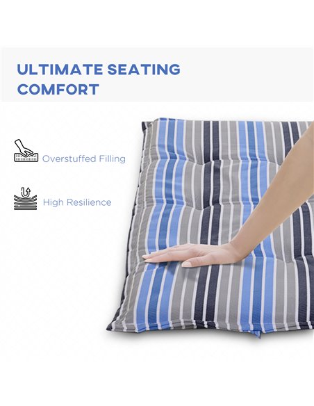Outsunny Set of 2 Outdoor Garden 2-3 Seater Swing Chair Cushion Replacement, Blue Stripes - pic 23815 | FastDaddyshop