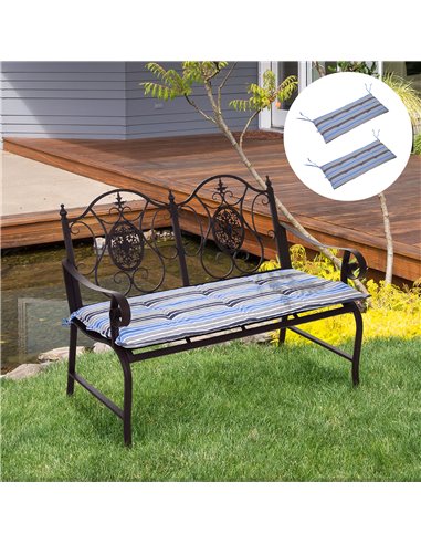Outsunny Set of 2 Outdoor Garden 2-3 Seater Swing Chair Cushion Replacement, Blue Stripes