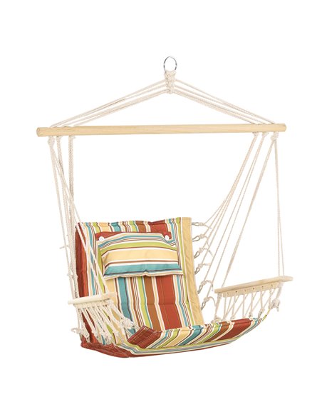 Outsunny Hanging Hammock Chair with Safe Wide Seat, Multi-Color Stripe - pic 23829 | FastDaddyshop