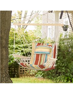 Outsunny Hanging Hammock Chair with Safe Wide Seat, Multi-Color Stripe 2