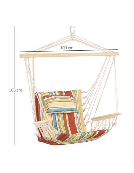 Outsunny Hanging Hammock Chair with Safe Wide Seat, Multi-Color Stripe - pic 23831 | FastDaddyshop