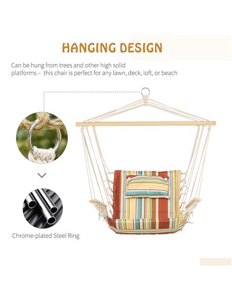 Outsunny Hanging Hammock Chair Swing Chair Thick Rope Frame Safe Wide Seat Indoor Outdoor Home, Patio, Yard, Garde Spot Stylish  - pic 23834 | FastDaddyshop