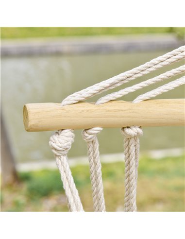 Outsunny Hanging Hammock Chair Swing Chair Thick Rope Frame Safe Wide Seat Indoor Outdoor Home, Patio, Yard, Garde Spot Stylish 