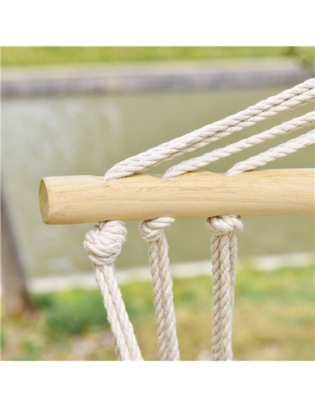Outsunny Hanging Hammock Chair Swing Chair Thick Rope Frame Safe Wide Seat Indoor Outdoor Home, Patio, Yard, Garde Spot Stylish  - pic 23837 | FastDaddyshop