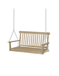 Outsunny Outdoor Wooden 2-Seater Poch Swing Chair, Natural