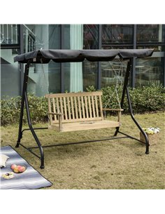 Outsunny Outdoor Wooden 2-Seater Poch Swing Chair, Natural 2