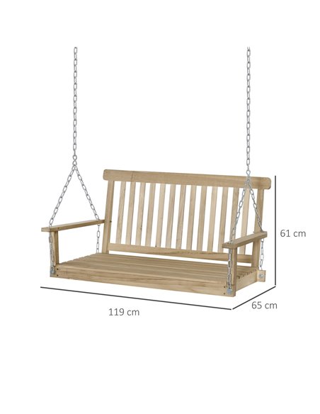 Outsunny Outdoor Wooden 2-Seater Poch Swing Chair, Natural - pic 23840 | FastDaddyshop