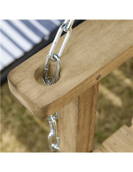 Outsunny Outdoor Outdoor Wooden 2-Seater Poch Swing Chair Hanging Hammock Garden Furniture,Natural Porch Bench Chains  - pic 23845 | FastDaddyshop