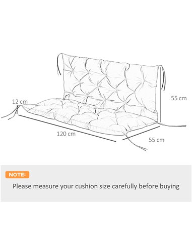 Outsunny Garden Bench Cushion, 2 Seater Swing Chair Cushion, Dark Grey
