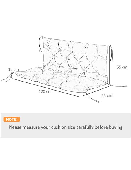 Outsunny Garden Bench Cushion, 2 Seater Swing Chair Cushion, Dark Grey - pic 23867 | FastDaddyshop
