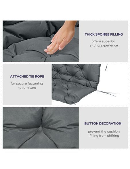 Outsunny Garden Bench Cushion, 2 Seater Swing Chair Cushion, Dark Grey - pic 23870 | FastDaddyshop