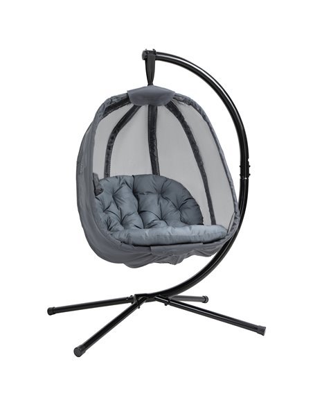 Outsunny Hanging Egg Chair with Cushion and Stand, Grey - pic 23874 | FastDaddyshop