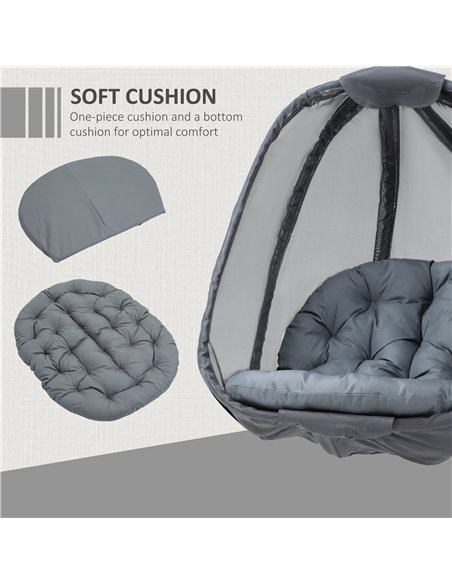 Outsunny Hanging Egg Chair with Cushion and Stand, Grey - pic 23877 | FastDaddyshop