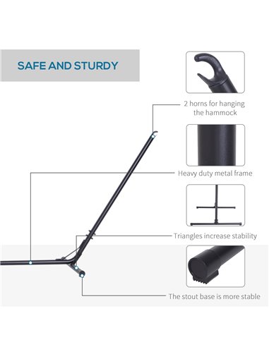 Outsunny 3.1-3.8m Adjustable Universal Hammock Metal Stand Replacement - Stand Only