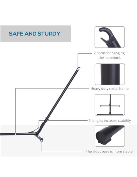 Outsunny 3.1-3.8m Adjustable Universal Hammock Metal Stand Replacement - Stand Only - pic 23913 | FastDaddyshop