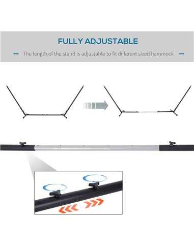 Outsunny 3.1-3.8m Adjustable Universal Hammock Stand Metal Frame Garden Camping Picnic Outdoor Patio Replacement - Stand Only