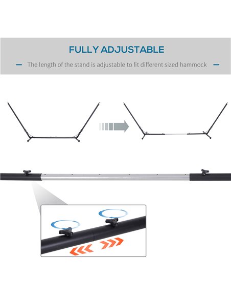 Outsunny 3.1-3.8m Adjustable Universal Hammock Stand Metal Frame Garden Camping Picnic Outdoor Patio Replacement - Stand Only - pic 23914 | FastDaddyshop