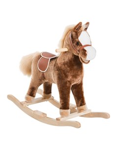 HOMCOM Kids Plush Rocking Horse-Brown